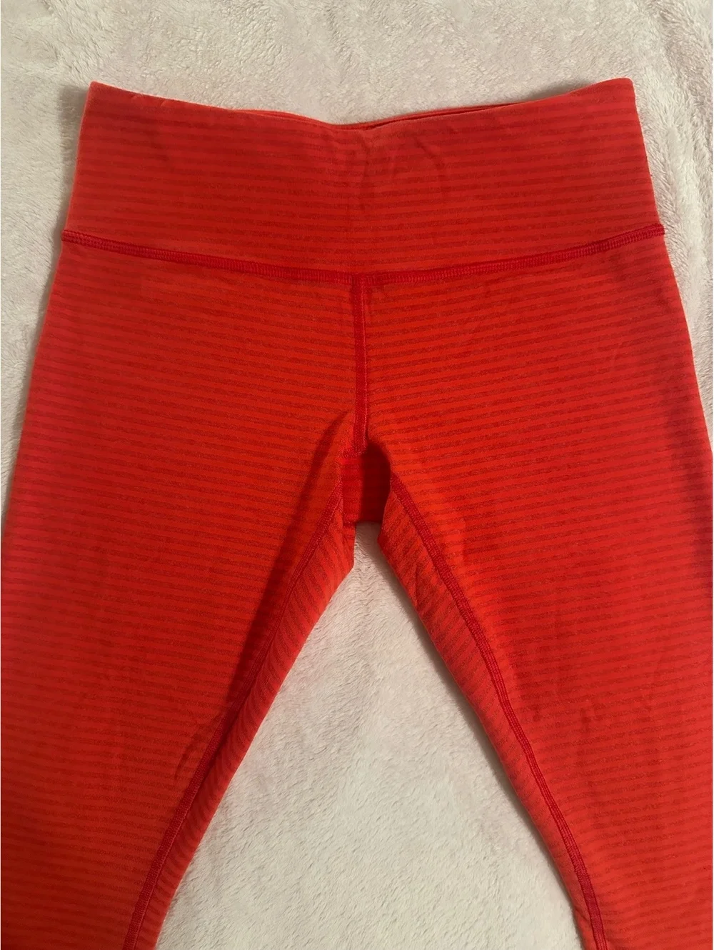 Lululemon Cropped Athletic Leggings - Heathered Striped Orange / Red - Size 6